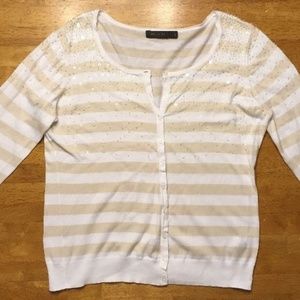 The Limited Women's White & Brown Sweater - Size L